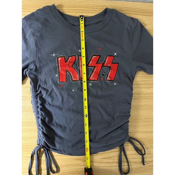 Women’s Kiss Band Side Tie Cropped Graphic Tee size XS 2023 - Picture 4 of 8